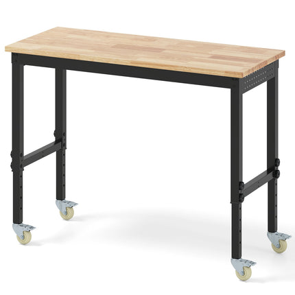 Verstellbare Werkbank mit Rollen, 1100 kg Tragkraft, 2 Lochplatten