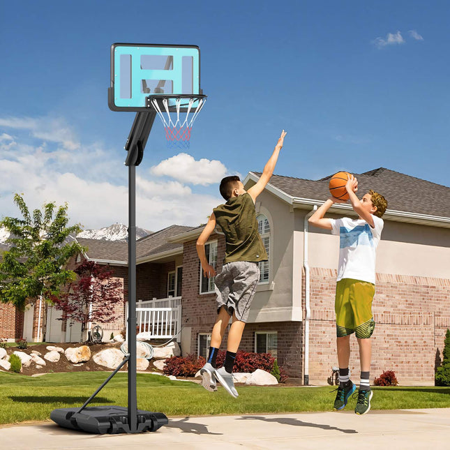Panier de basket avec rouleau de support, support de basket-ball réglable en hauteur de 146 à 236 cm avec paroi arrière de 71 x 45 cm, système de cerceau portable pour adolescents et adultes Système de basket-ball pour intérieur et extérieur |