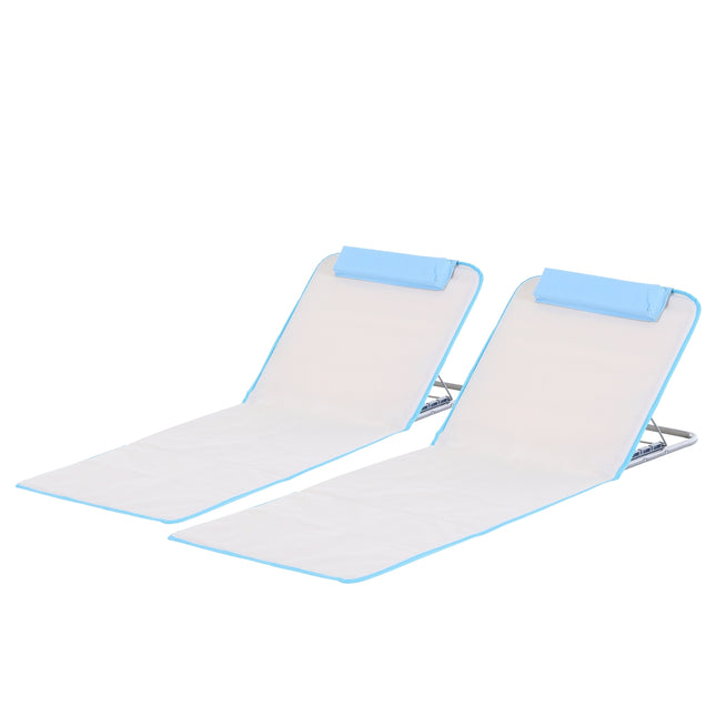 Verstellbare Strandmatratze aus Stahl, faltbar, beige, 134x48x33-43cm