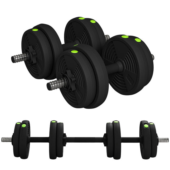 Verstellbares Hantelset, 15 kg, 2-in-1, bodenschonend