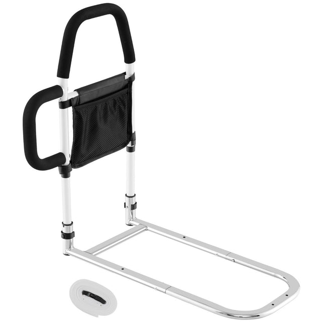 Barrière de lit adulte antichute avec 2 mains courantes & sac & sangle de fixation jusqu'à 136 kg