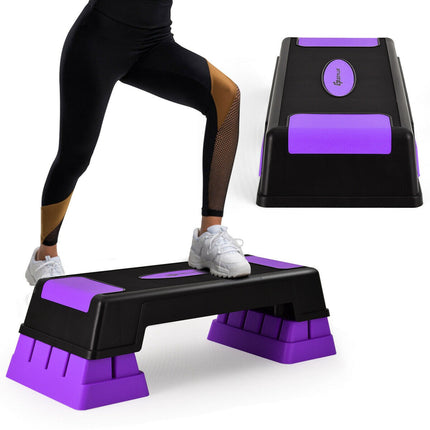 Plateforme de step aérobique, hauteur réglable sur 3 niveaux, violette