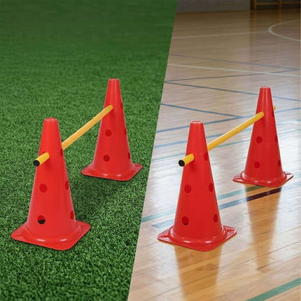 Agility-Hürdenset mit 12 Kegeln und 6 verstellbaren Stangen