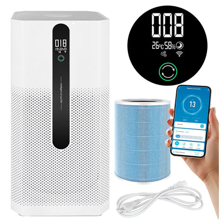 Purificateur d'air avec filtre HEPA H12, ionisation et contrôle Wi-Fi