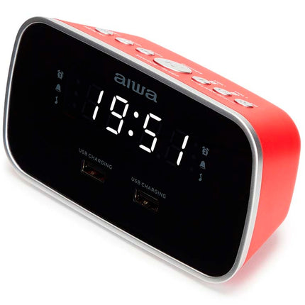 Wecker mit zwei Weckzeiten und USB-Ladeanschluss, Rot