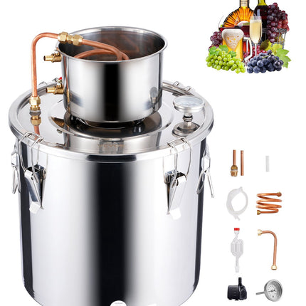 Alcohol Still 8 Gal 30 L, Copper Coil, Thermometer Pump