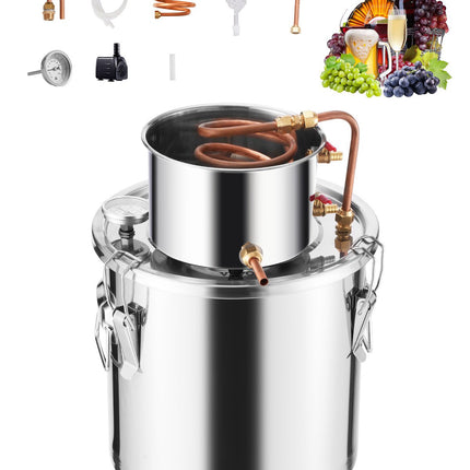 Alcohol Still Distiller Kit, 5 Gal, Stainless Steel, Copper Coil, Pump