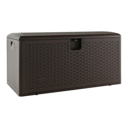 Boîte de rangement toutes saisons, capacité de 276 L, avec couvercle verrouillable, boîte de jardin étanche marron