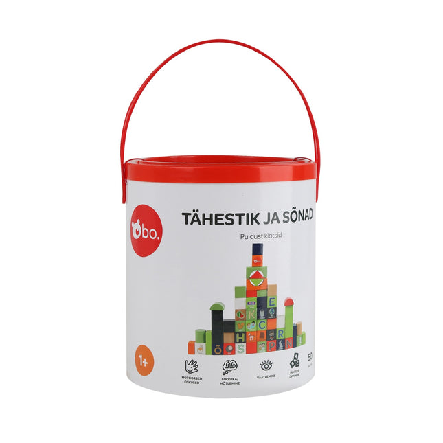 Ensemble de blocs en bois avec lettres et mots pour apprendre et jouer