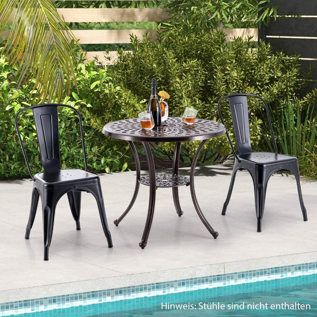 Aluminium-Terrassentisch mit Schirmloch und Ablage