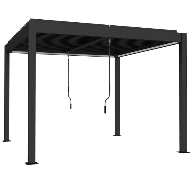 Aluminium-Pergola 3x3m mit LED-Beleuchtung & verstellbarem Dach