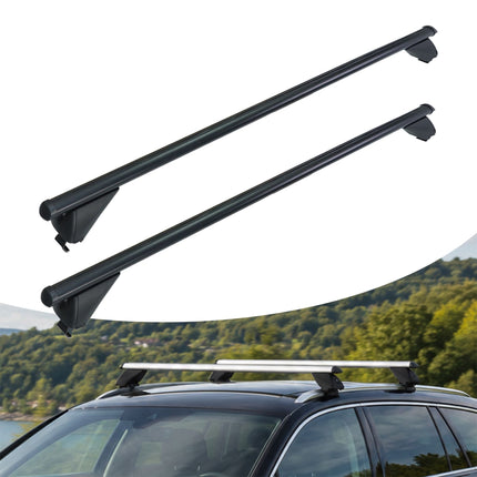 Barres de toit en aluminium pour rails fermés, noires, 124 cm