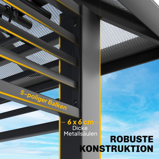 Aluminium Gartenpavillon 3,6x3m mit Moskitonetz
