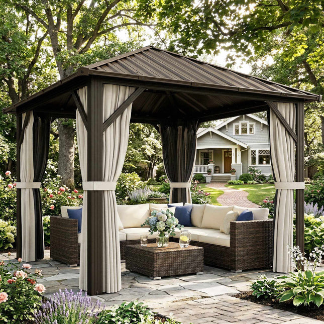 Aluminium-Gartenpavillon mit Stahldach, Moskitonetz, 3x3m