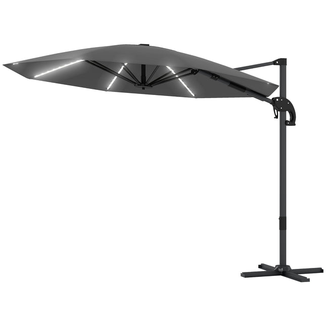 Sonnenschirm aus Aluminium – 300 cm, Solar-LED, UV50+ verstellbar