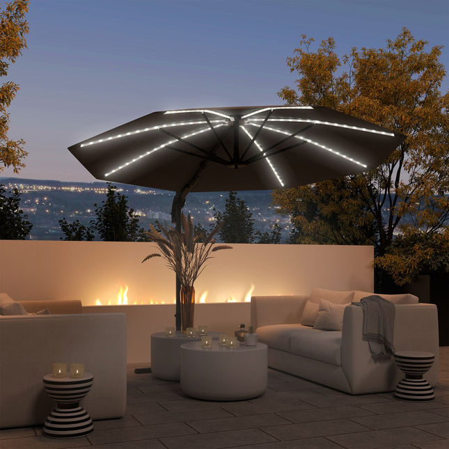 Sonnenschirm aus Aluminium – 300 cm, Solar-LED, UV50+ verstellbar
