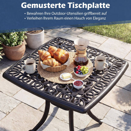Aluminium-Terrassentisch mit Schirmloch und verstellbaren Füßen