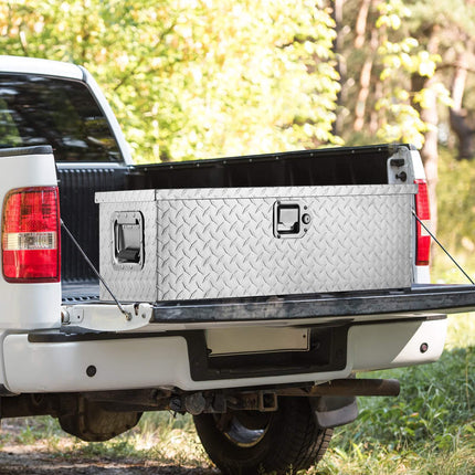Aluminum Truck Bed Tool Box, Diamond Plate, Lock, 30 in
