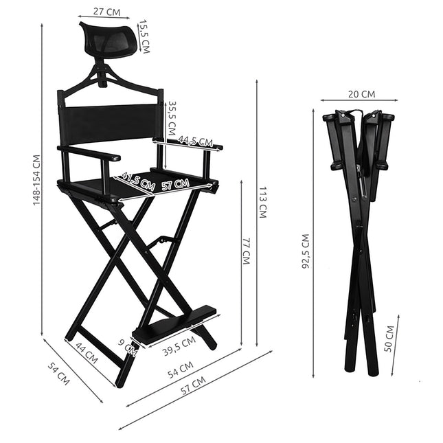 Chaise de maquillage en aluminium avec appui-tête