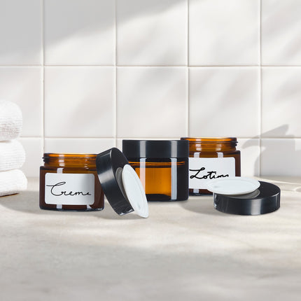 Pots à crème en verre ambré, 60 ml, protection UV, anti-fuite