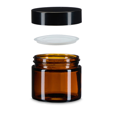 Pots à crème en verre ambré, 60 ml, protection UV, anti-fuite