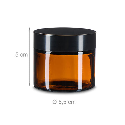 Pots à crème en verre ambré, 60 ml, protection UV, anti-fuite