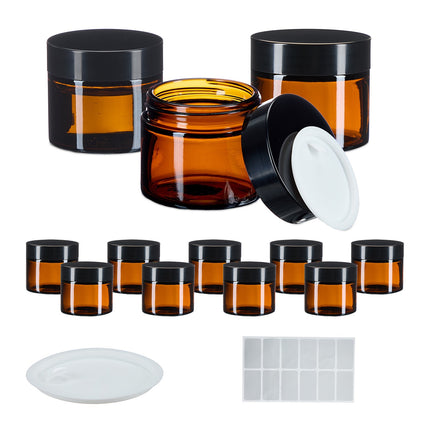 Pots à crème en verre ambré, 60 ml, protection UV, anti-fuite