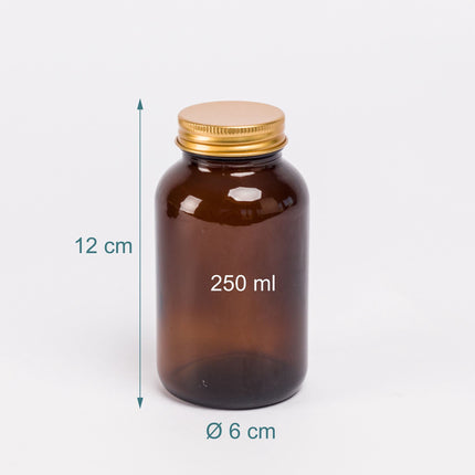 Braunglasgefäße, 250 ml, 5er-Set, luftdichte Deckel