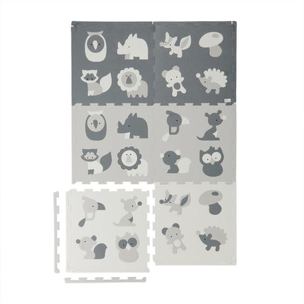 Tapis puzzle animaux - Mousse, 6 tapis, 12 bords