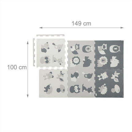 Tapis puzzle animaux - Mousse, 6 tapis, 12 bords