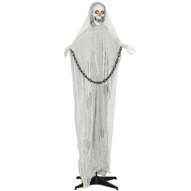 Décoration d'Halloween animée de la Faucheuse, 183 cm, yeux lumineux