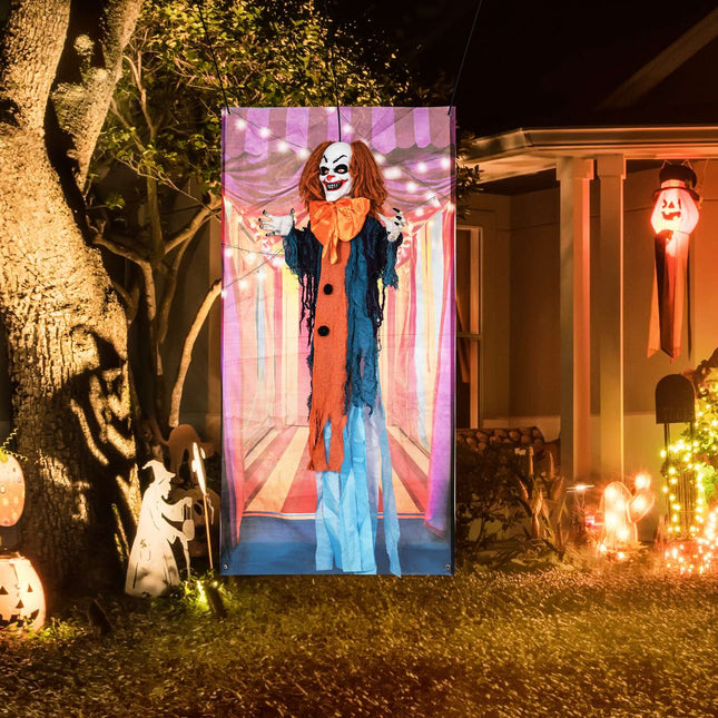 Animierte Halloween-Clown-Dekoration mit roten Augen, Sound