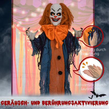 Animierte Halloween-Clown-Dekoration mit roten Augen, Sound