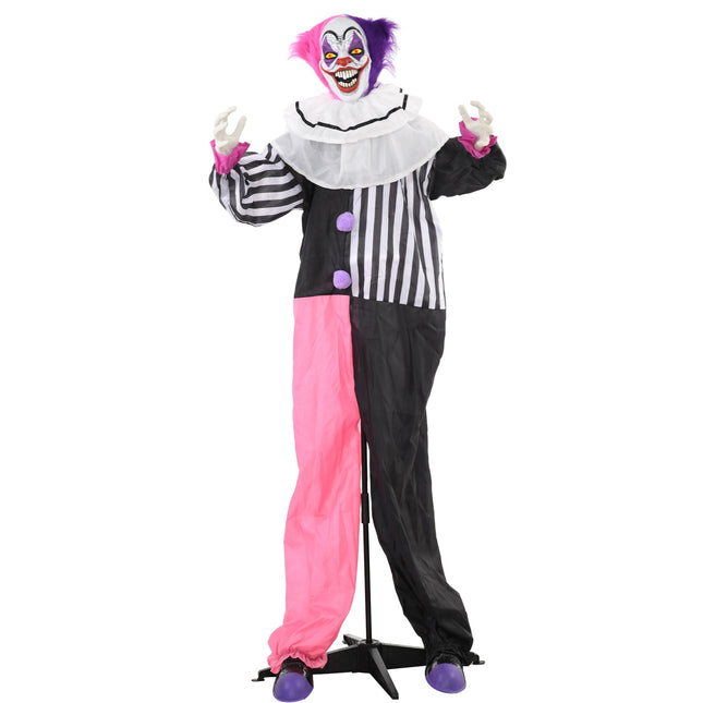 Clown d'Halloween animé avec mouvement et son, 173 cm