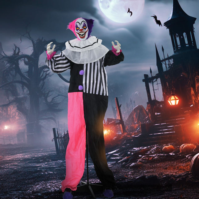 Clown d'Halloween animé avec mouvement et son, 173 cm