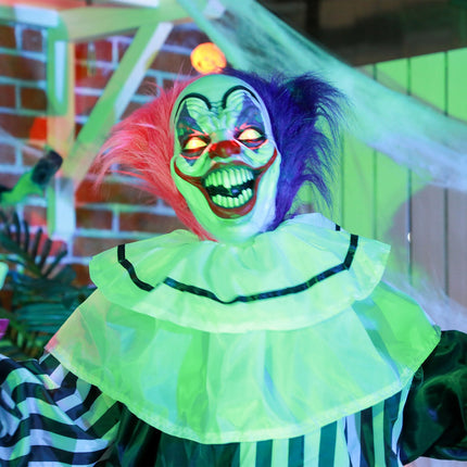 Clown d'Halloween animé avec mouvement et son, 173 cm