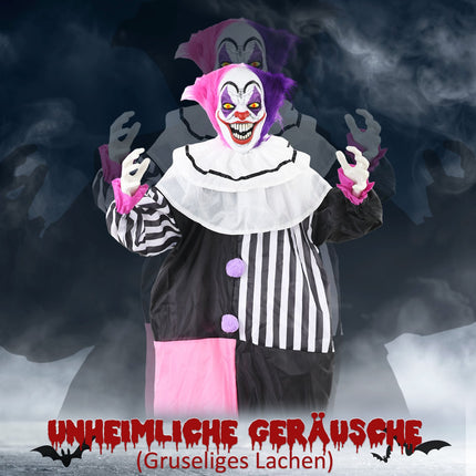 Clown d'Halloween animé avec mouvement et son, 173 cm