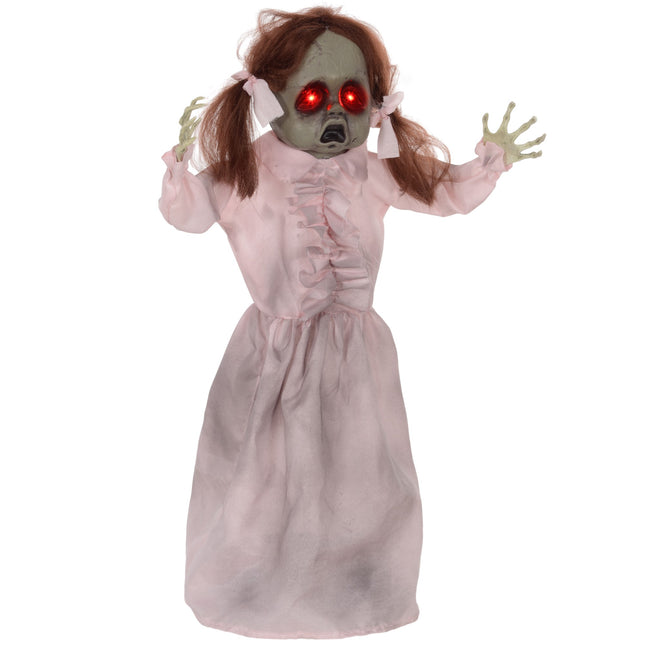 Poupée d'Halloween animée, activée par le son et le toucher, 76 cm