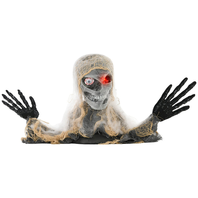 Momie d'Halloween animée aux yeux lumineux, 55 x 18 x 35 cm