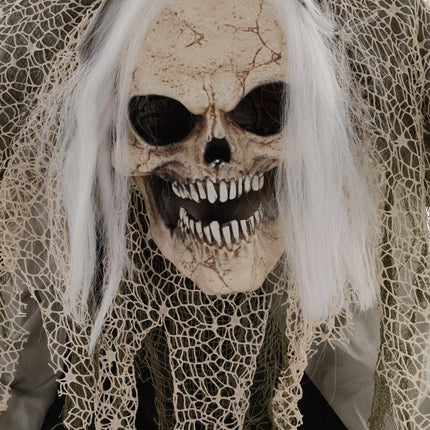 Squelette fantôme animé d'Halloween aux yeux rouges, 160 cm