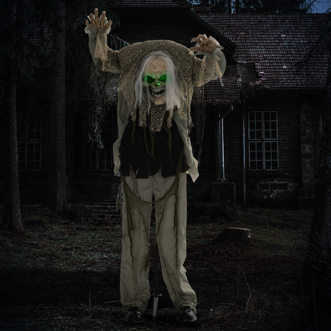 Squelette fantôme animé d'Halloween aux yeux rouges, 160 cm