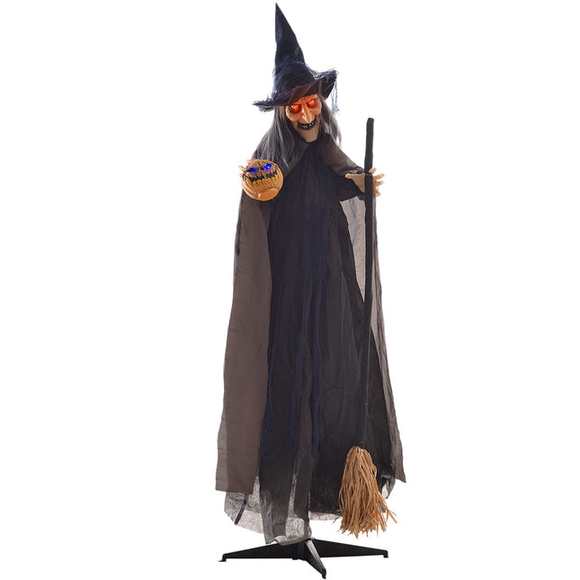 Animierte Halloween-Hexendekoration mit leuchtenden Augen