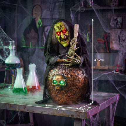 Sorcière d'Halloween animée avec activation lumineuse et sonore