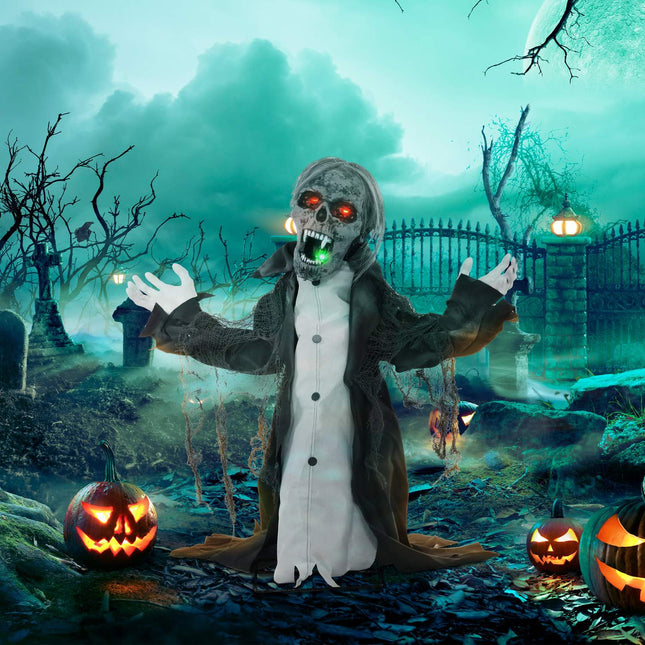 Squelette de zombie animé d'Halloween avec bras mobiles