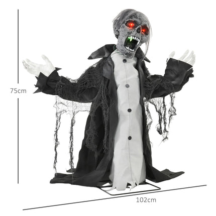 Squelette de zombie animé d'Halloween avec bras mobiles