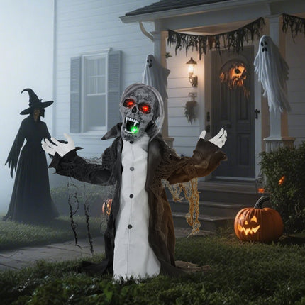 Squelette de zombie animé d'Halloween avec bras mobiles