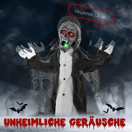 Squelette de zombie animé d'Halloween avec bras mobiles