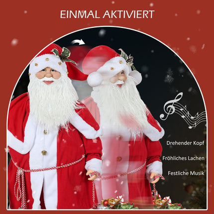Père Noël animé avec musique et mouvement, utilisation en intérieur