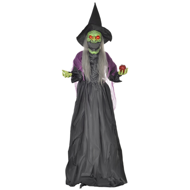 Décoration d'Halloween sorcière animée, 180 cm, yeux rouges
