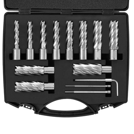 Annular Cutter Set, 13-Piece Weldon Shank HSS, 2in Case